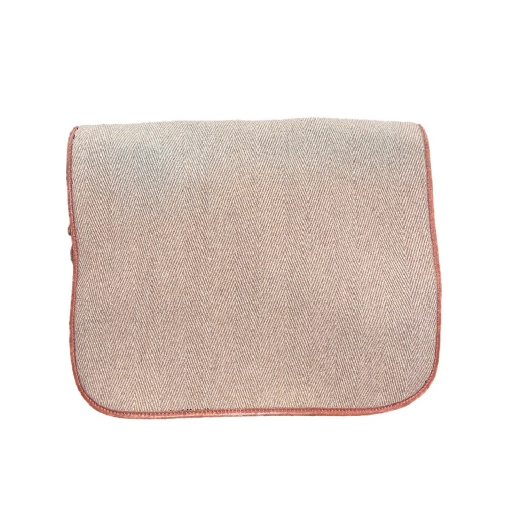 L.L. Bean messenger bag in tan lined in brown leather. Canvas strap. B7
